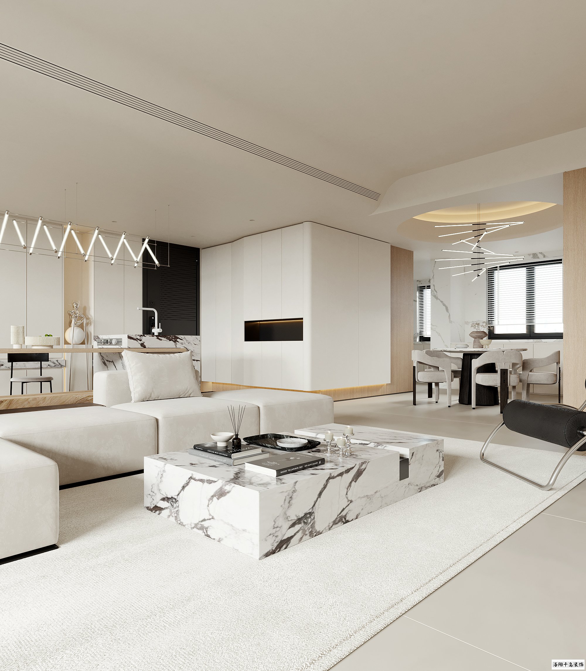 洛陽(yáng)極簡(jiǎn)風(fēng)客餐廳裝修案例